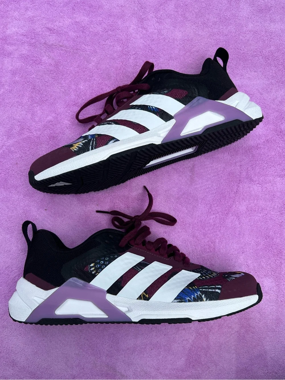 Adidas Women’s  Maroon & White Training Sneakers with Purple Accent